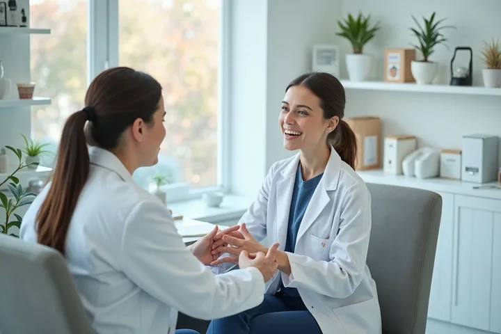 Doctora atendiendo un paciente