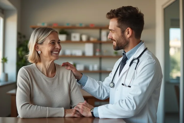Médico atendiendo paciende adulta mayor